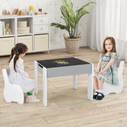 Gainoom Kids Study Grey Desk Chair Set Reading Playing Stand Ergonomic Writing Table Set For Toddlers - thumbnail 4