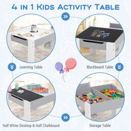 Gainoom Kids Study Grey Desk Chair Set Reading Playing Stand Ergonomic Writing Table Set For Toddlers - thumbnail 9