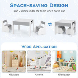 Gainoom Kids Study Grey Desk Chair Set Reading Playing Stand Ergonomic Writing Table Set For Toddlers - thumbnail 8