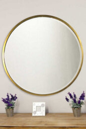 Mirroroutlet Rowan Gold Elegant Modern Bevelled Round Mirror 100 X 100Cm - thumbnail 1