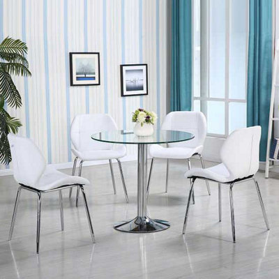 Furniture In Fashion Dante Clear Glass Dining Table With 4 Darcy White Chairs - image 1