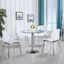 Furniture In Fashion Dante Clear Glass Dining Table With 4 Darcy White Chairs - thumbnail 1