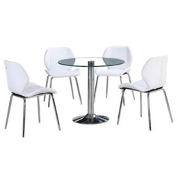 Furniture In Fashion Dante Clear Glass Dining Table With 4 Darcy White Chairs - thumbnail 2