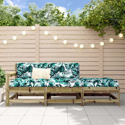 Walplus 3 Piece Garden Lounge Set Impregnated Wood Pine - Cushion Not Included - image 1