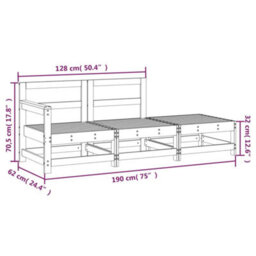 Walplus 3 Piece Garden Lounge Set Impregnated Wood Pine - Cushion Not Included - thumbnail 8
