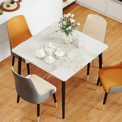 Fativo 80Cmw Industrial Dining Table Sintered Stone Marble Top Kitchen Eating Table 4 Seater Home - image 1