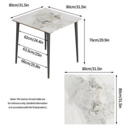 Fativo 80Cmw Industrial Dining Table Sintered Stone Marble Top Kitchen Eating Table 4 Seater Home - thumbnail 2