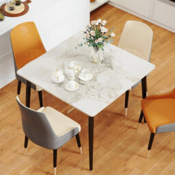 Fativo 80Cmw Industrial Dining Table Sintered Stone Marble Top Kitchen Eating Table 4 Seater Home - thumbnail 1