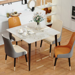 Fativo 80Cmw Industrial Dining Table Sintered Stone Marble Top Kitchen Eating Table 4 Seater Home - thumbnail 6