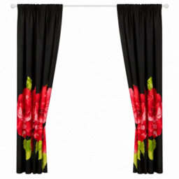 "Smart Living Grace Floral Curtains Pair With Tie Backs - Large Flower Print- Black/red - 66""x72""" - thumbnail 3