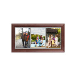 AK Frames 16X8 Rose Wood Classic Multi Photo Frame With Silver Mount - Holds 3 Apertures (3X) 7X5 Photos - thumbnail 1