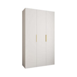 Arte Stylish White Como Iv Hinged Door Wardrobe H2460mm W1400mm D500mm, Three Doors, Eleven Shelves, Two Hanging Rails, Gold Handles - thumbnail 1