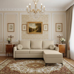 Leon L Mdf Upholstered Corner Sofa Bed With Dl Mechanism Bonell Spring Metal Legs Storage 213X168X101Cm Beige Right - thumbnail 2