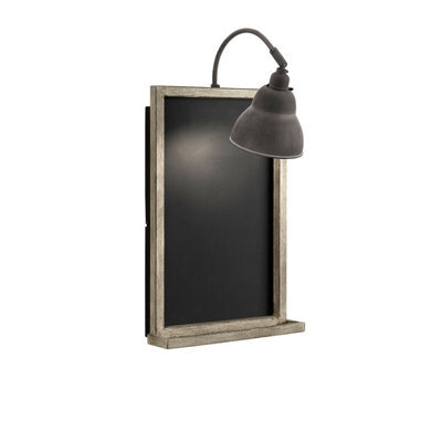 Stylish Wall Light With Chalk Board And Goose Neck Design In Weathered Zinc Finish - image 1
