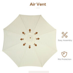 Outsunny Garden Parasol Patio Umbrella With Ruffles And Wooden Pole Beige - thumbnail 6