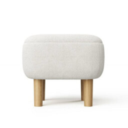 Beige Square Footstool Footrest Pouffe Foot Stool Ottoman Padded Seat With Wooden Legs - thumbnail 1