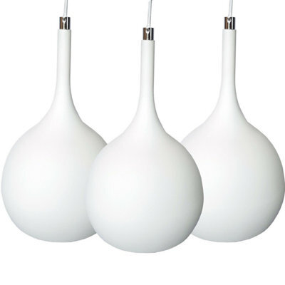 Modern Hanging Ceiling Pendant Light Set - 3X White & Copper Led Lamps For Kitchen - image 1