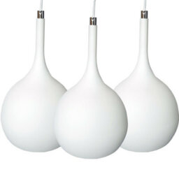 Modern Hanging Ceiling Pendant Light Set - 3X White & Copper Led Lamps For Kitchen - thumbnail 1