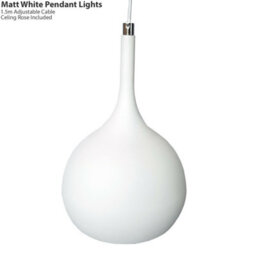 Modern Hanging Ceiling Pendant Light Set - 3X White & Copper Led Lamps For Kitchen - thumbnail 3