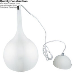 Modern Hanging Ceiling Pendant Light Set - 3X White & Copper Led Lamps For Kitchen - thumbnail 4