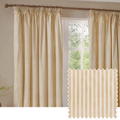 Yard Hebden Striped Cotton Pencil Pleat Curtains, Honey Yellow, (W) 168 X (D) 229Cm - image 1