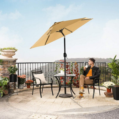 Songmics Garden Parasol Umbrella, Outdoor Sunshade With Tilt Feature And Crank Mechanism, No Base, For Patio Balcony Pool, Taupe - image 1