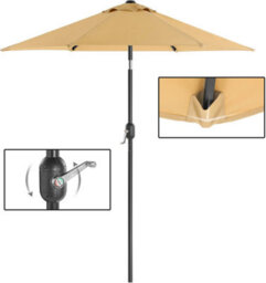 Songmics Garden Parasol Umbrella, Outdoor Sunshade With Tilt Feature And Crank Mechanism, No Base, For Patio Balcony Pool, Taupe - thumbnail 8