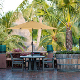 Songmics Garden Parasol Umbrella, Outdoor Sunshade With Tilt Feature And Crank Mechanism, No Base, For Patio Balcony Pool, Taupe - thumbnail 3