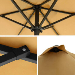 Songmics Garden Parasol Umbrella, Outdoor Sunshade With Tilt Feature And Crank Mechanism, No Base, For Patio Balcony Pool, Taupe - thumbnail 6