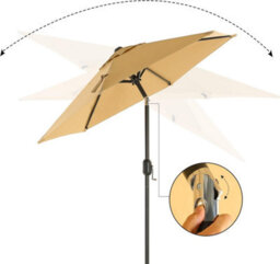 Songmics Garden Parasol Umbrella, Outdoor Sunshade With Tilt Feature And Crank Mechanism, No Base, For Patio Balcony Pool, Taupe - thumbnail 5