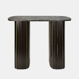 Ohs Madison Console Table Ribbed Engineered Wood Entryway Display Desk - Dark Brown/marble Effect - thumbnail 2