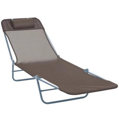 Adjustable Sun Bed Garden Lounger Recliner Relaxing Camping Coffee - image 1