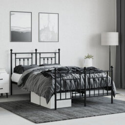 Berkfield Metal Bed Frame With Headboard And Footboard Black 120X200 Cm - thumbnail 3