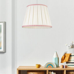 Cream & Pink Pleated Tapered Lamp Shade (D)25Cm - thumbnail 1