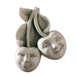 Ashley Mills Hazelmills Hand-Sculpted Brad And Cherrie Pit Cast Stone Garden Ornament, Weatherproof Decorative Hanging Sculpture