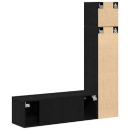 Berkfield 3 Piece Wall-Mounted Tv Unit Set In Black Oak - thumbnail 7