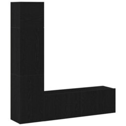 Berkfield 3 Piece Wall-Mounted Tv Unit Set In Black Oak - thumbnail 2