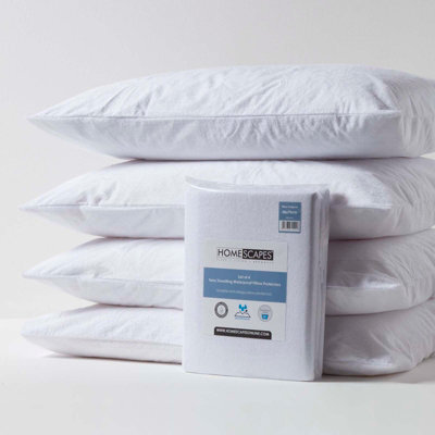 Homescapes Terry Towelling Waterproof Pillow Protectors Standard Size, Pack Of 4 - image 1