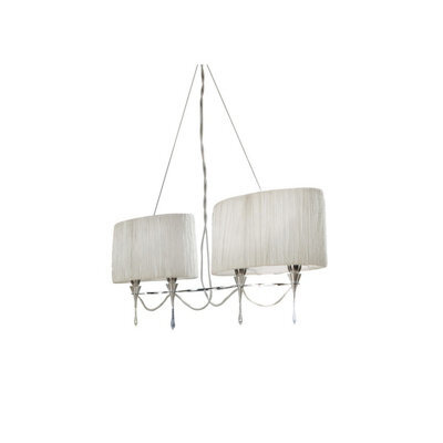 Luminosa Lighting Luminosa Lucca Linear Pendant 2 Arm 4 Light E27 Line, Polished Chrome With White Shades & Clear Crystal - image 1