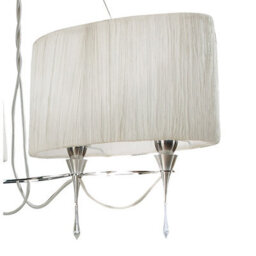 Luminosa Lighting Luminosa Lucca Linear Pendant 2 Arm 4 Light E27 Line, Polished Chrome With White Shades & Clear Crystal - thumbnail 5