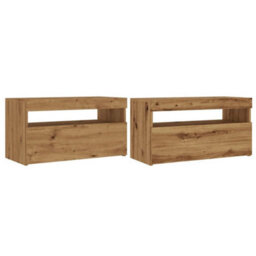 Berkfield Tv Cabinets With Led Lights 2 Pcs Artisan Oak Engineered Wood - thumbnail 2