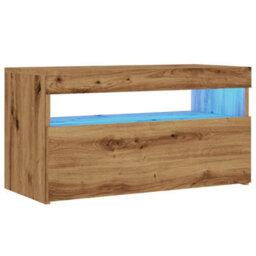 Berkfield Tv Cabinets With Led Lights 2 Pcs Artisan Oak Engineered Wood - thumbnail 3