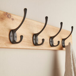 Off The Grain Wooden Coat Rack With Hooks - Wall Mounted Coat Hanger With 12 Hooks - 140Cm Length - thumbnail 3