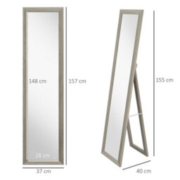 Homcom Full Length Mirror Farmhouse Wall Mirror Hanging Freestanding Grey - thumbnail 3