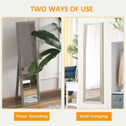 Homcom Full Length Mirror Farmhouse Wall Mirror Hanging Freestanding Grey - thumbnail 5