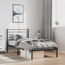 Vidaxl Metal Bed Frame Without Mattress With Headboard Black 100X190Cm - thumbnail 1