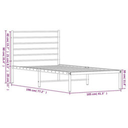 Vidaxl Metal Bed Frame Without Mattress With Headboard Black 100X190Cm - thumbnail 3