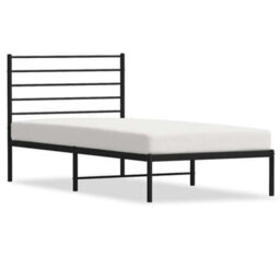 Vidaxl Metal Bed Frame Without Mattress With Headboard Black 100X190Cm - thumbnail 2