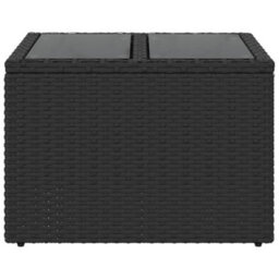 Walplus Garden Table With Glass Top Black 55X55X37 Cm Poly Rattan - thumbnail 4