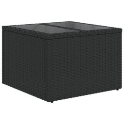 Walplus Garden Table With Glass Top Black 55X55X37 Cm Poly Rattan - thumbnail 2